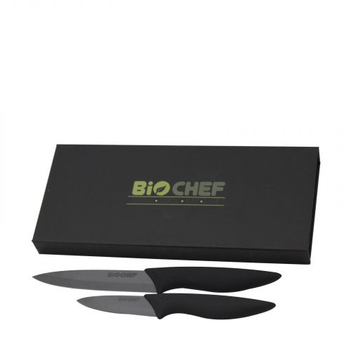 Set Cuchillos de Cerámica BioChef color Negro fuera de su caja